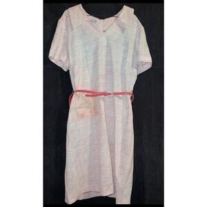 Vintage Nelly Don Light Pink White Collared Shift Dress Size Medium Cottagecore